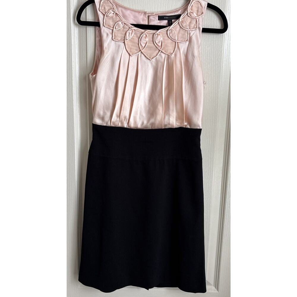 BCBG MaxAzria dress, Silk Peach Top And Black, Size 4